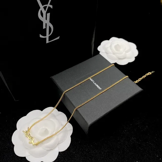 Saint Laurent YSL مونوغرام أساور سلاسل ذهبية 6