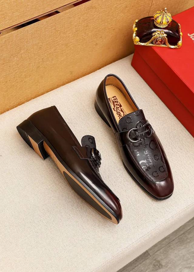 Salvatore Ferragamo Gancini বাদামী চামড়ার হর্সবিট লুফার 3