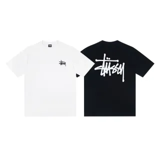 Camiseta Stussy Stock Logo branca e preta