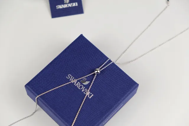 Swarovski Azul Plata Sunburst Pendant Barra Radiada Motivo Collar 4