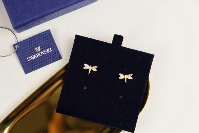 Swarovski Dragonfly Pavé Crystal Rose-Gold-Tone Stud Earrings 3