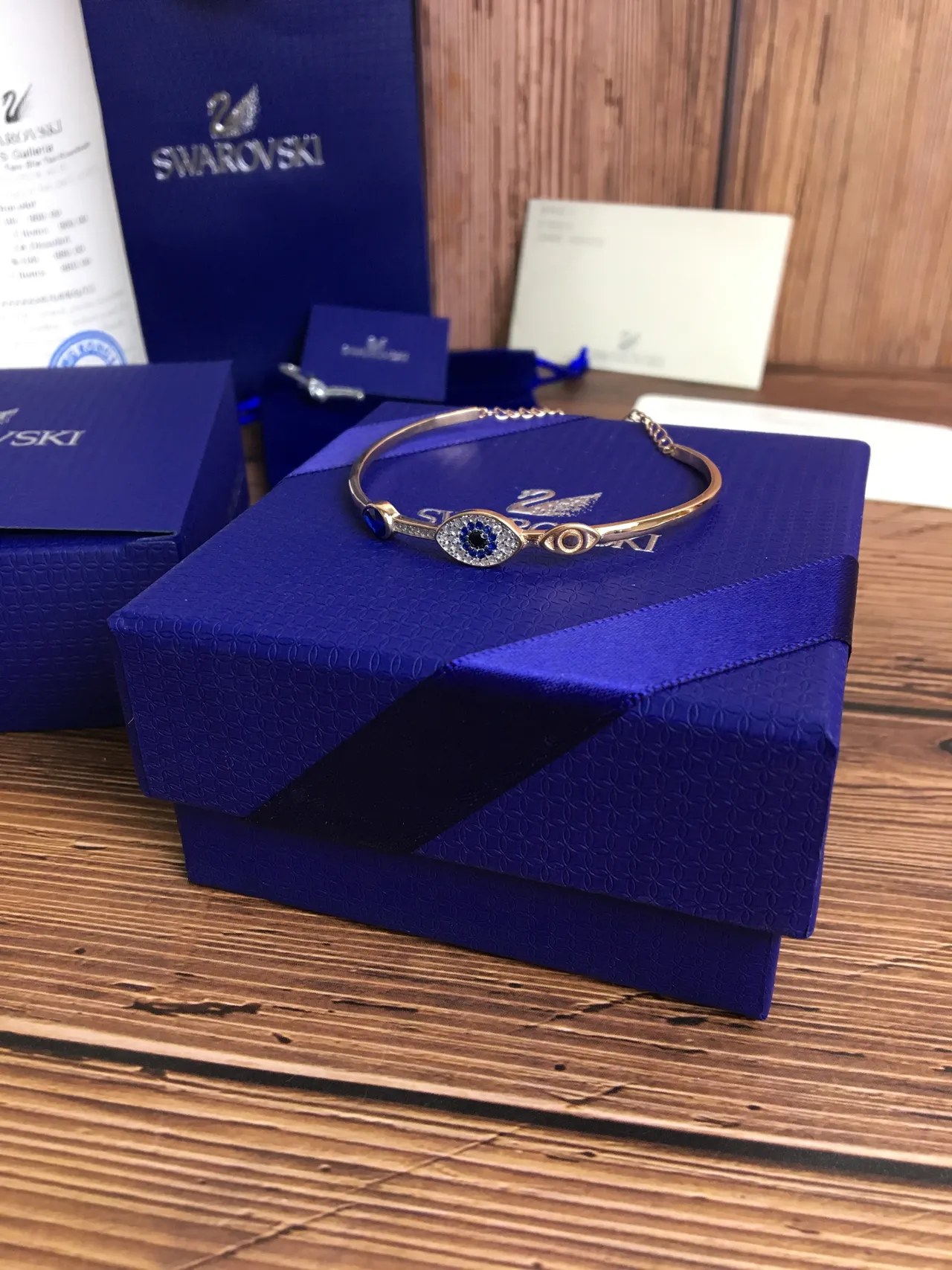 Swarovski Mal de Ojo Cristal Pavé Tono Plata Pulsera 2