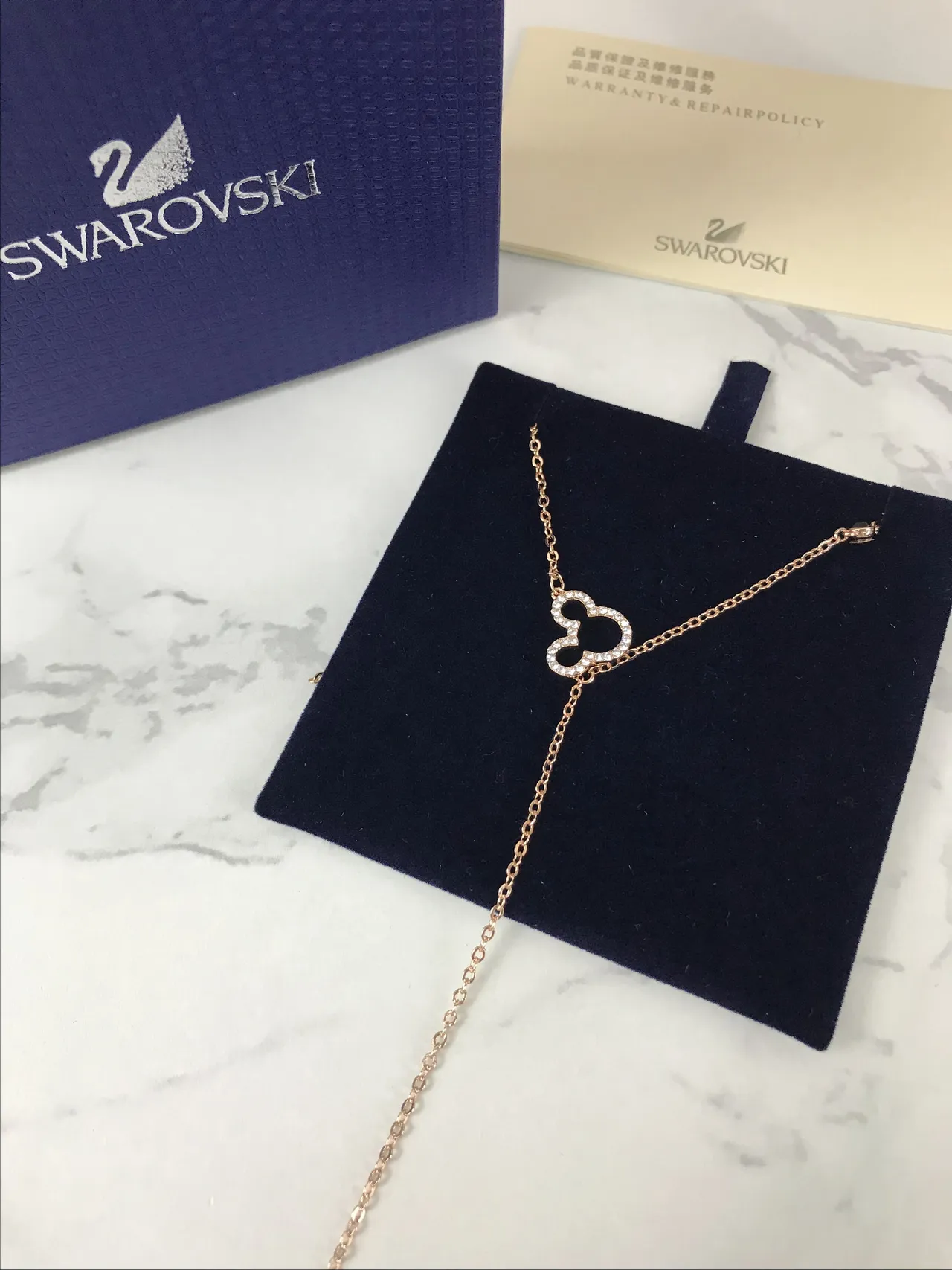 Swarovski Mickey Mouse corrente dourada preta Pavé cristal silhueta colar 3