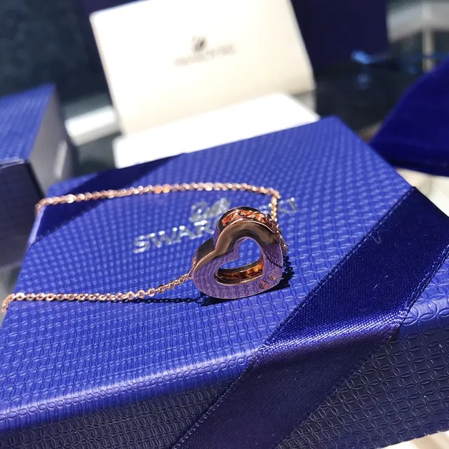 Swarovski Cœur Ouvert Or Rose Cristal Collier 8
