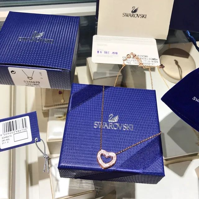 Swarovski Cœur Ouvert Or Rose Cristal Collier 2