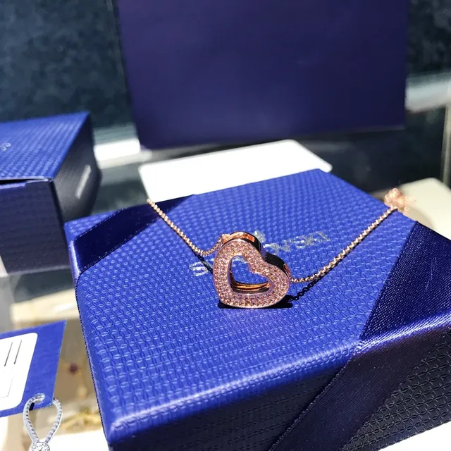 Swarovski Cœur Ouvert Or Rose Cristal Collier 3