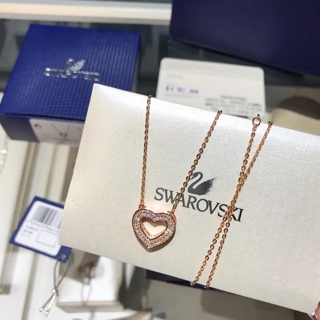 Swarovski Cœur Ouvert Or Rose Cristal Collier 4