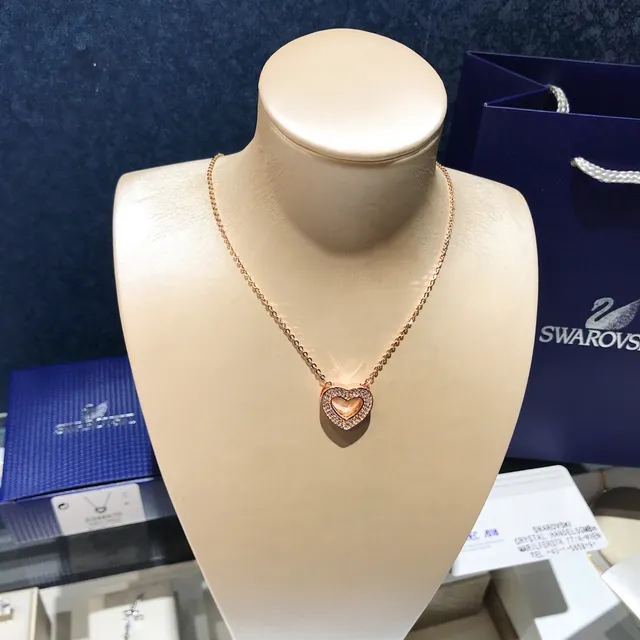 Swarovski Cœur Ouvert Or Rose Cristal Collier 5