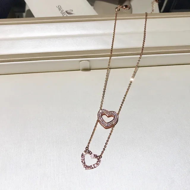 Swarovski Cœur Ouvert Or Rose Cristal Collier 7