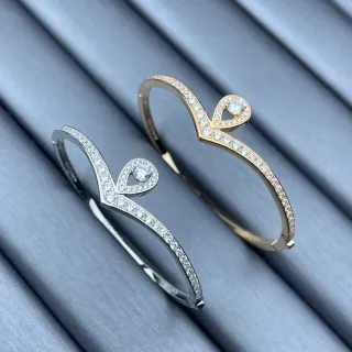 Tiffany & Co. चाँदी सोना खुला बैंगल पावे सेट ब्रेसलेट