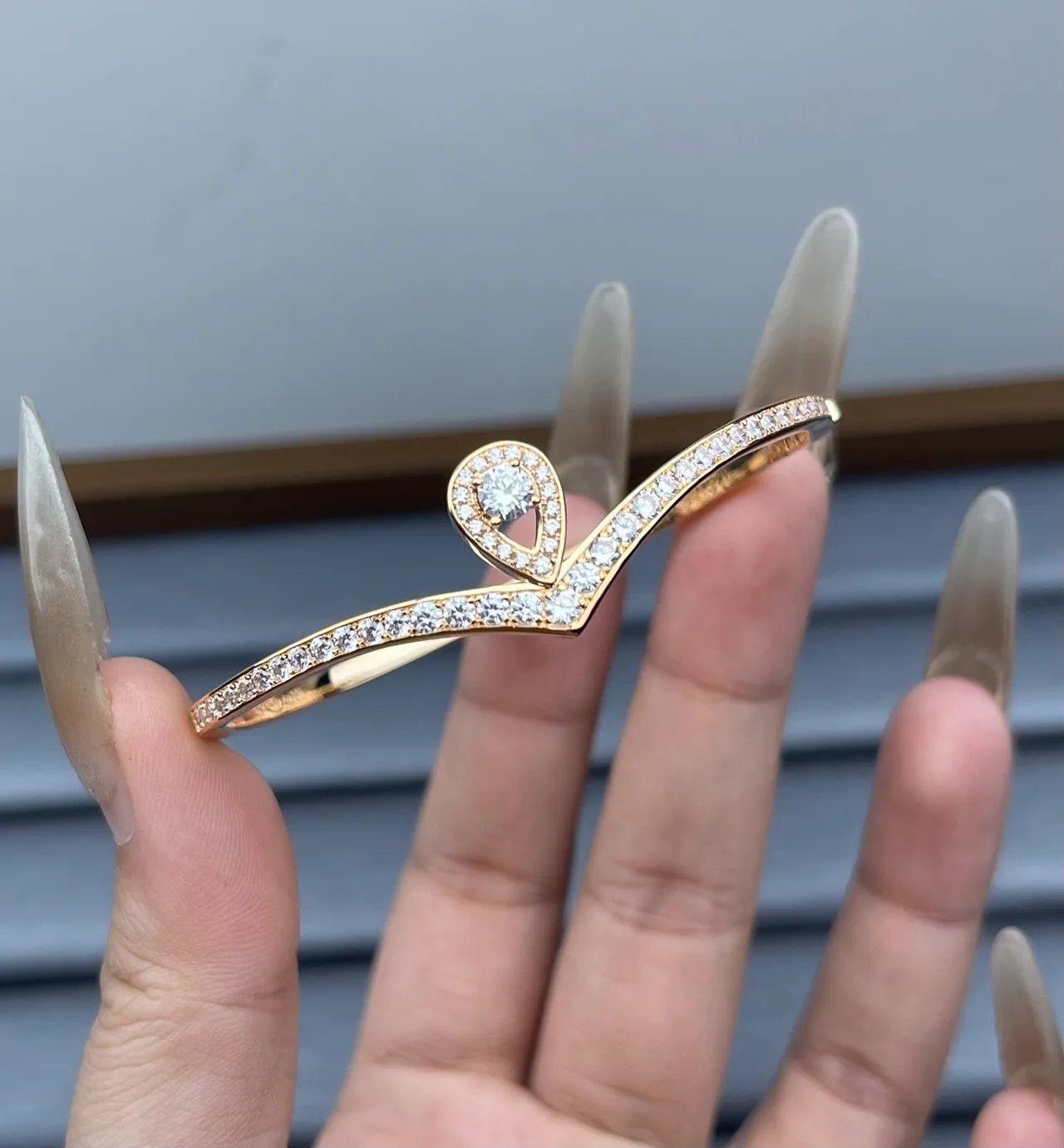 Tiffany & Co. 银金色开放镶钻手镯 5