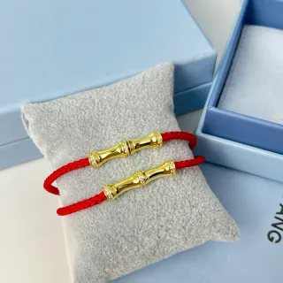 Tiffany & Co. Bamboo Pavé सोने का और लाल कॉर्ड ब्रेसलेट