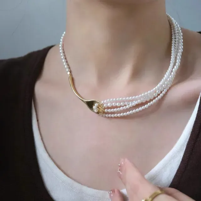 Tiffany & Co. Elsa Peretti Fork Pearl Collier Multi-couches 4