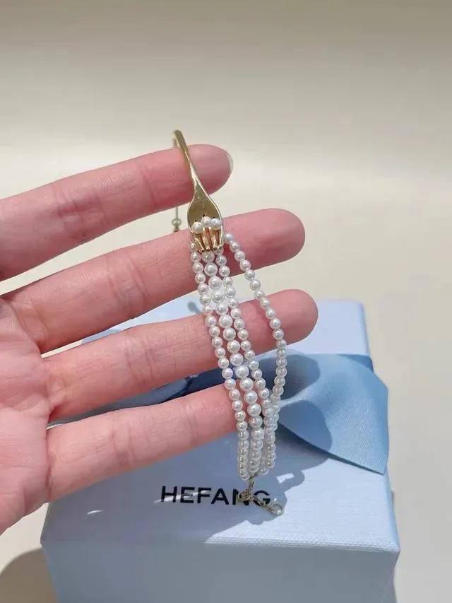 Tiffany & Co. Elsa Peretti Fork Pearl Collier Multi-couches 8