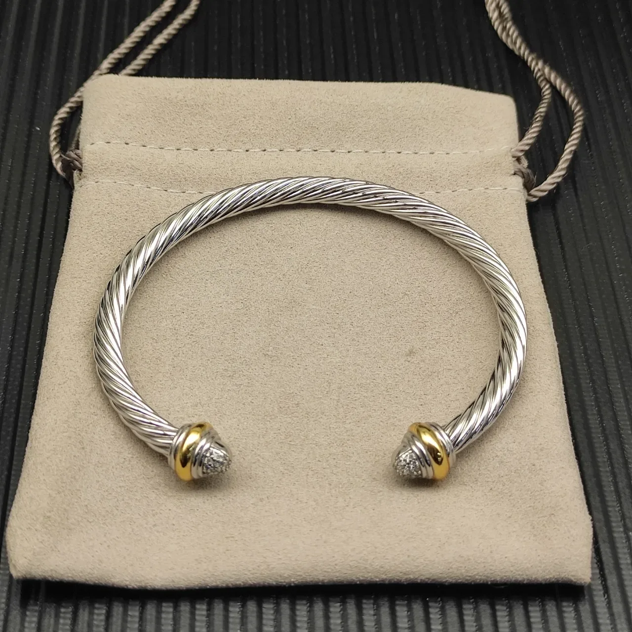 Tiffany & Co. HardWear Twisted Cable Dual-Tone Pavé Diamond Bracelet 8