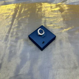 Tiffany & Co. ओपन सर्कल चाँदी नेवी पैव सेट रिंग