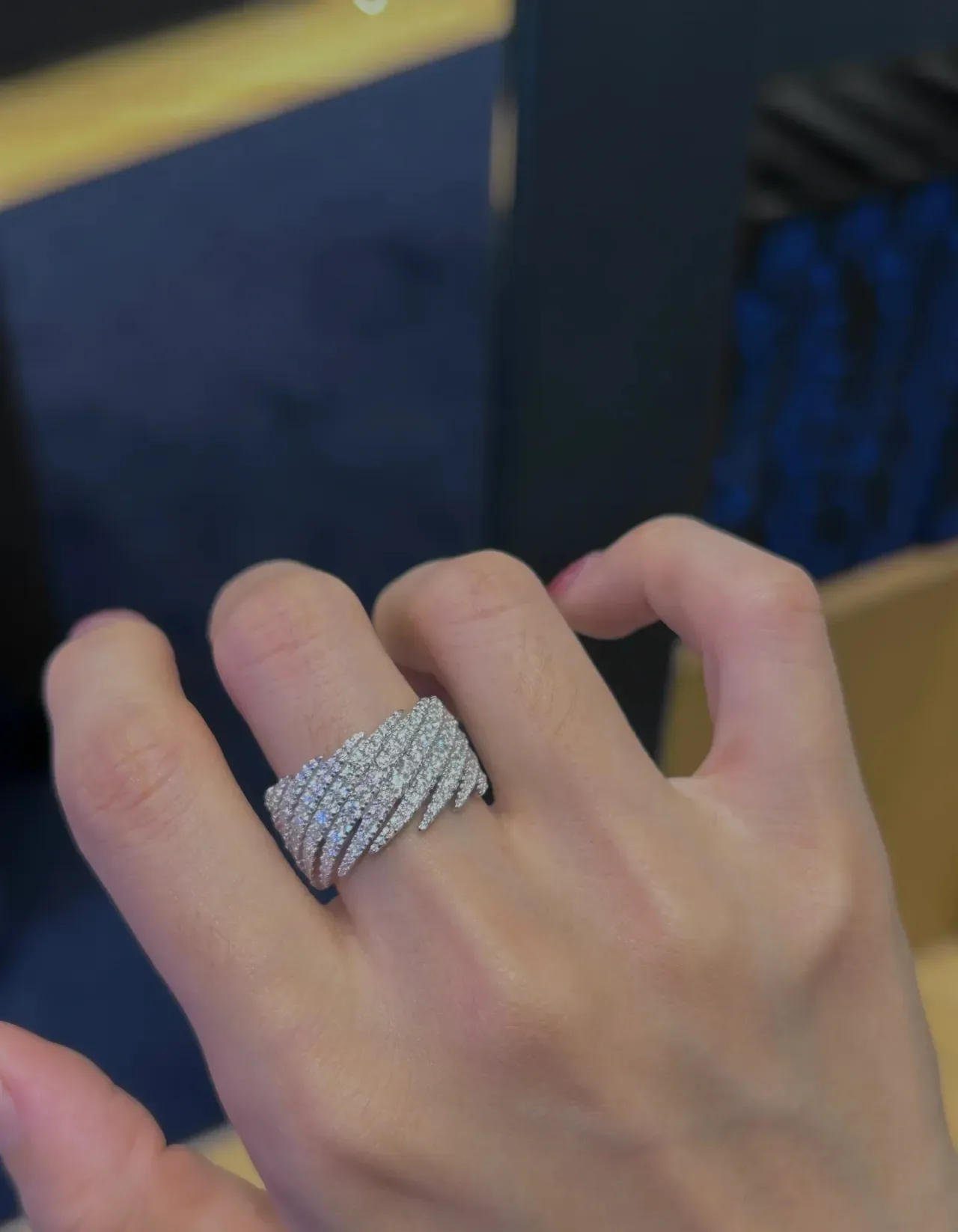 Tiffany & Co. Bague Argent Navy Pavé Multi-Rangée 4