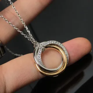 Tiffany & Co. ट्रिनिटी पावे डायमंड इंटरलॉकिंग रिंग्स नेकलेस