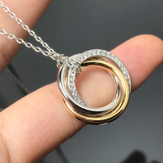 Tiffany & Co. Trinity Pavé Diamond Interlocking Rings Necklace 4
