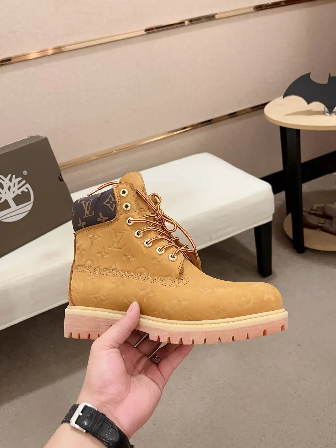 Timberland Premium 6-Inch Monogram Embossed Tan Work Boot 4