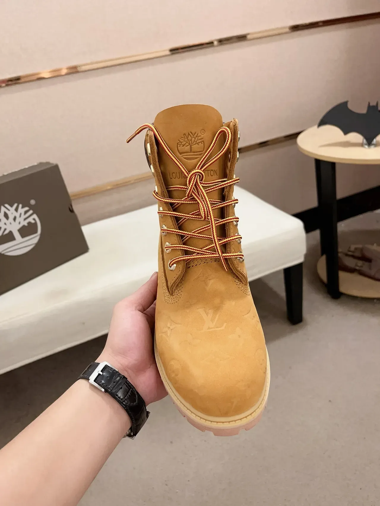 Timberland Premium 6-Inch Monogram Embossed Tan Work Boot 5