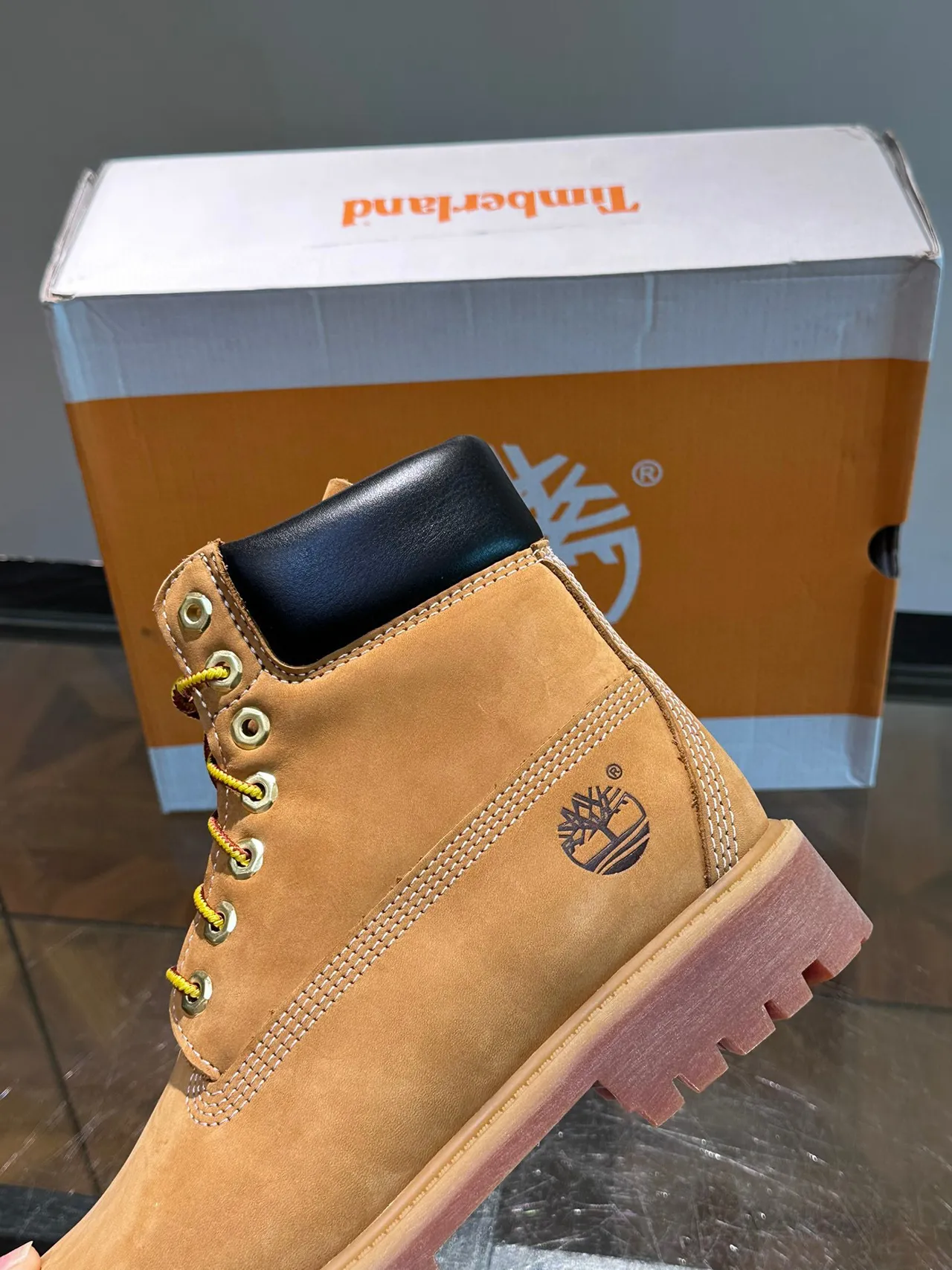 Timberland Premium 6-Inch Tan Nubuck Work Boots 4