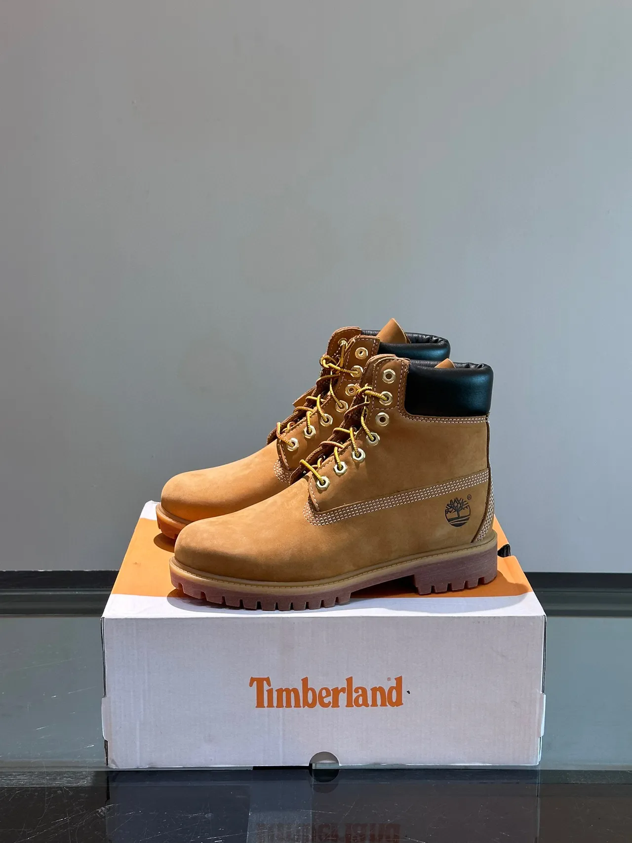 Timberland Premium 6-Inch Tan Nubuck Work Boots 8