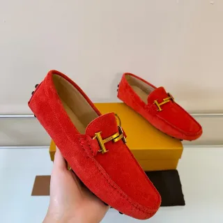 Tod's Gommino Loafer Red Suede H-Bit Loafers
