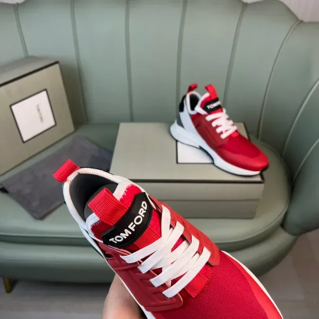 Tom Ford Red and White Lifestyle Sneaker 3