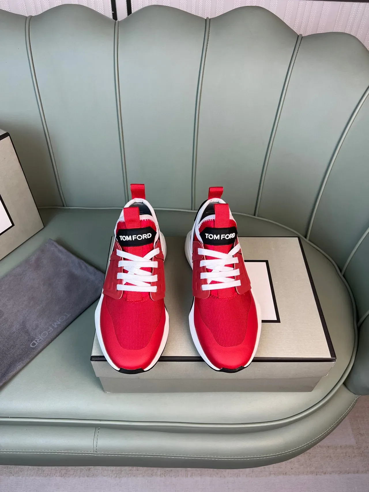Tom Ford Red and White Lifestyle Sneaker 9