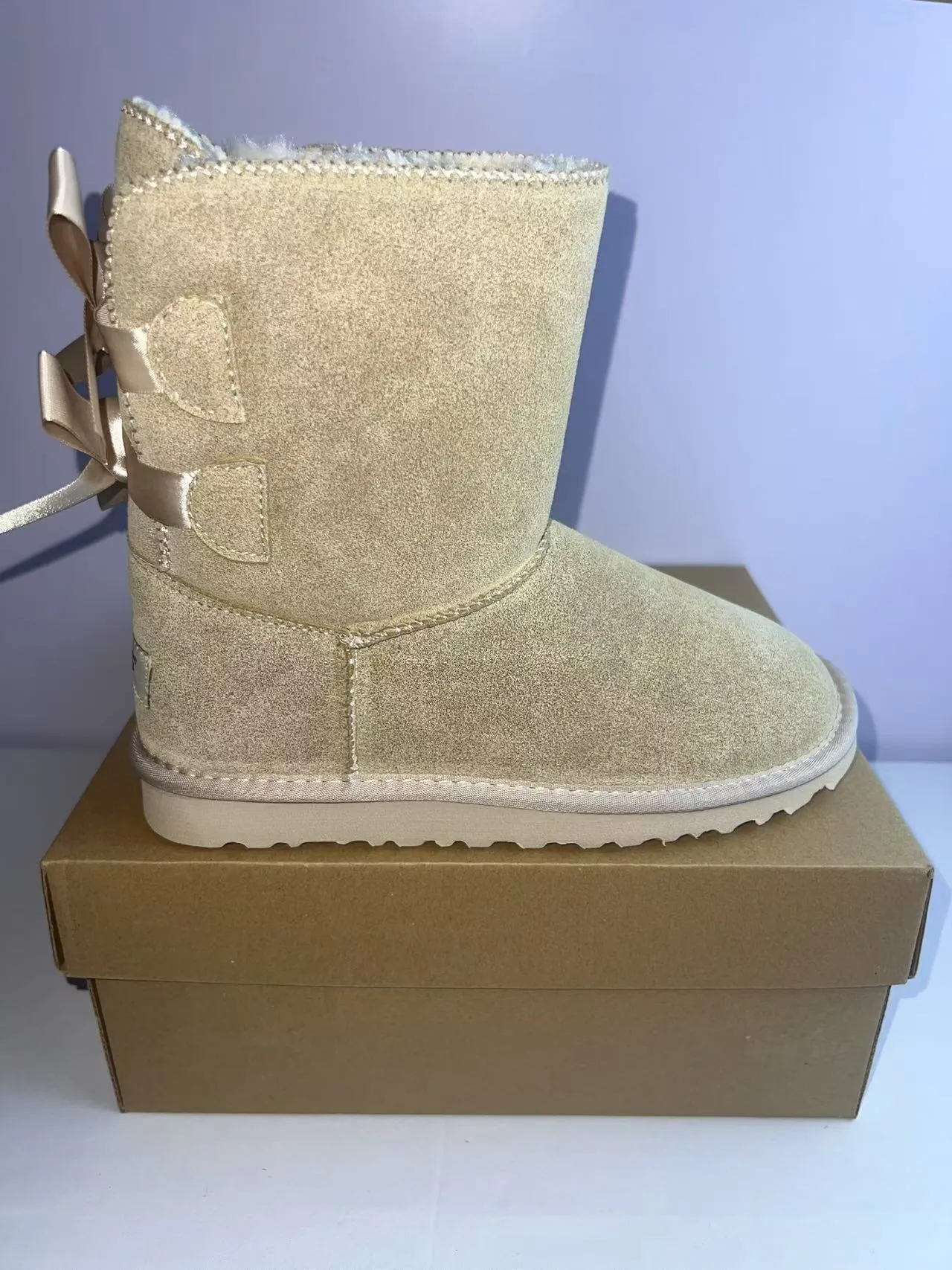 UGG Beige Gold Suede Upper Shearling-Lined Snow Boots 3