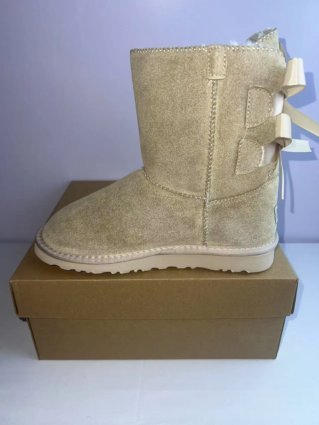 UGG Beige Gold Suede Upper Shearling-Lined Snow Boots 4