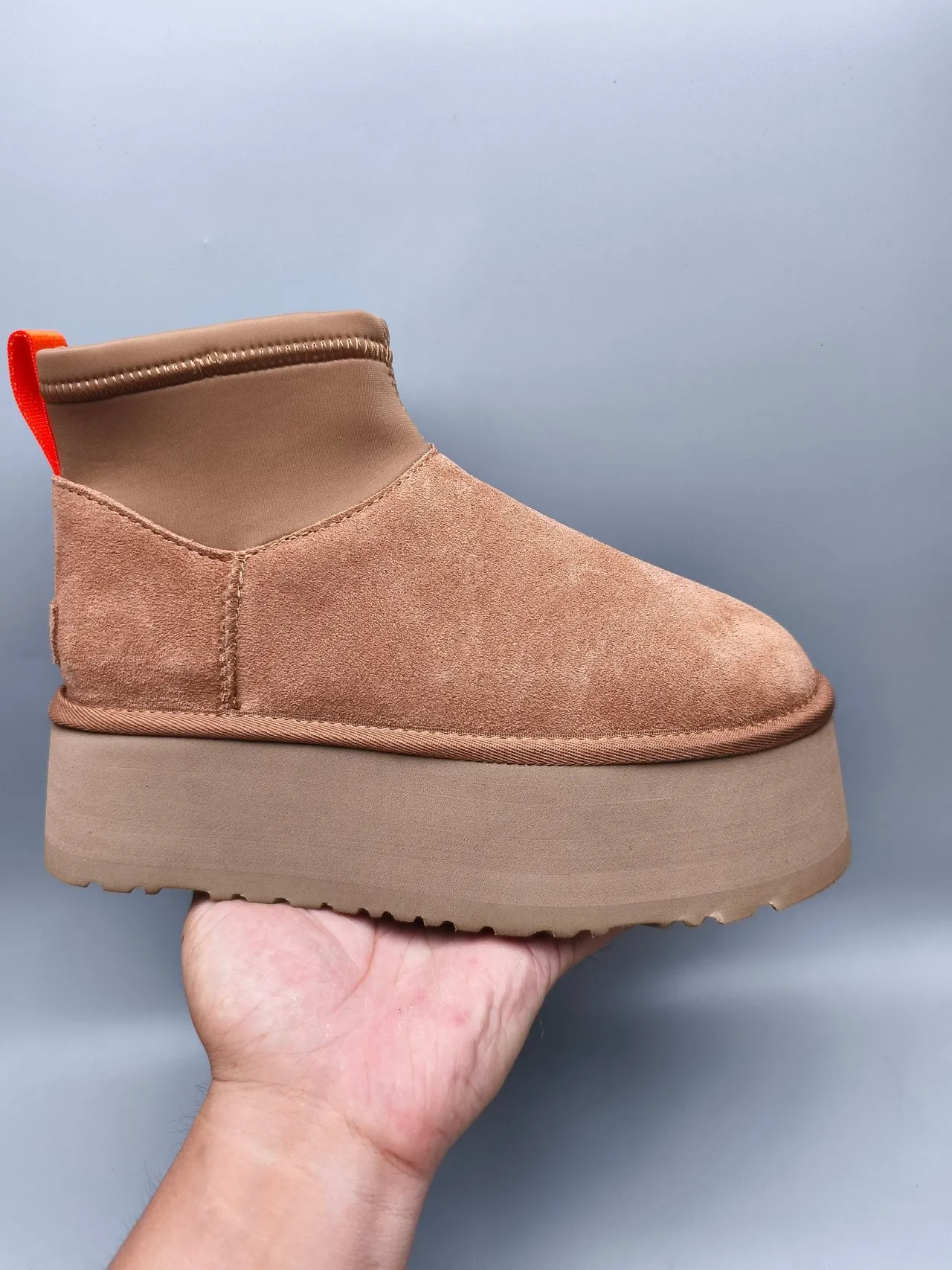 UGG Marron Orange Daim Supérieur Col Élastique Bottes de Neige 2