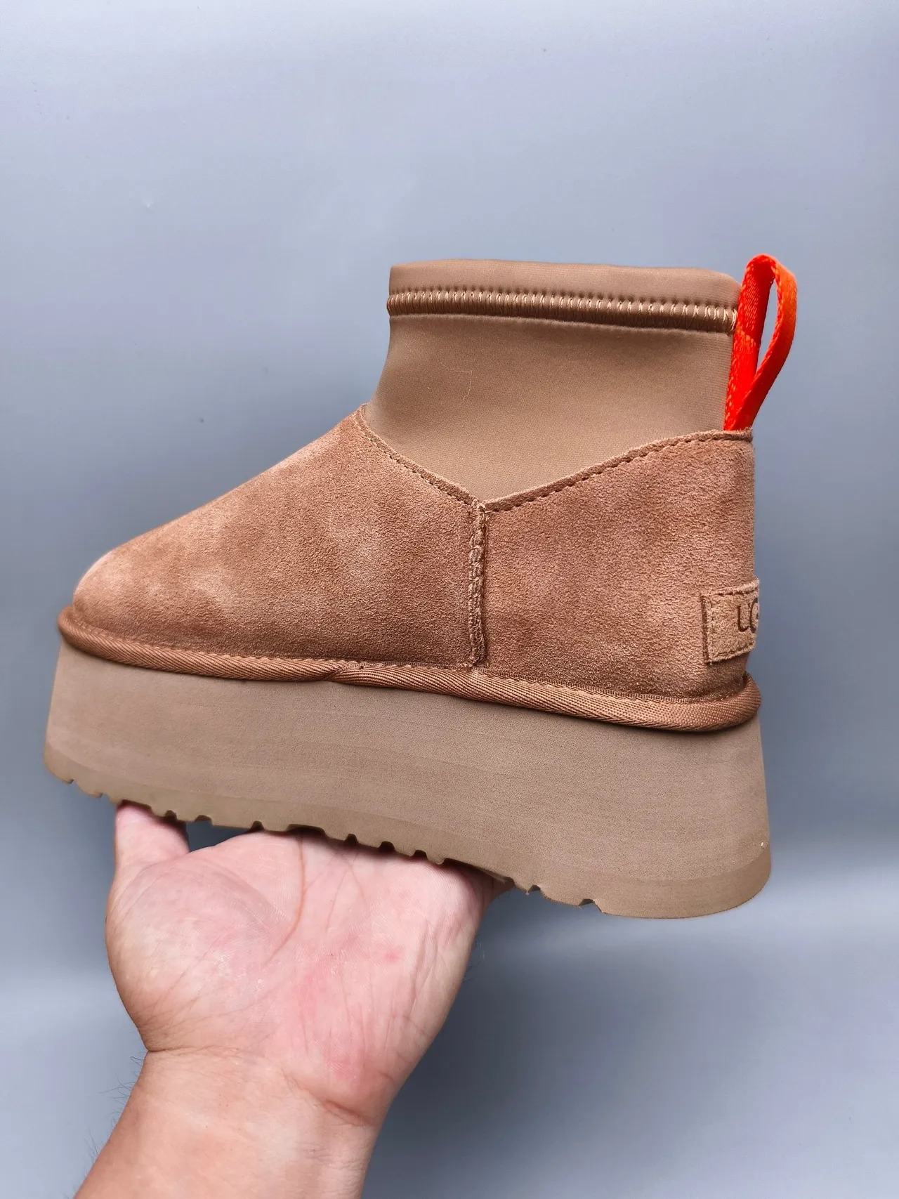 UGG Marron Orange Daim Supérieur Col Élastique Bottes de Neige 3