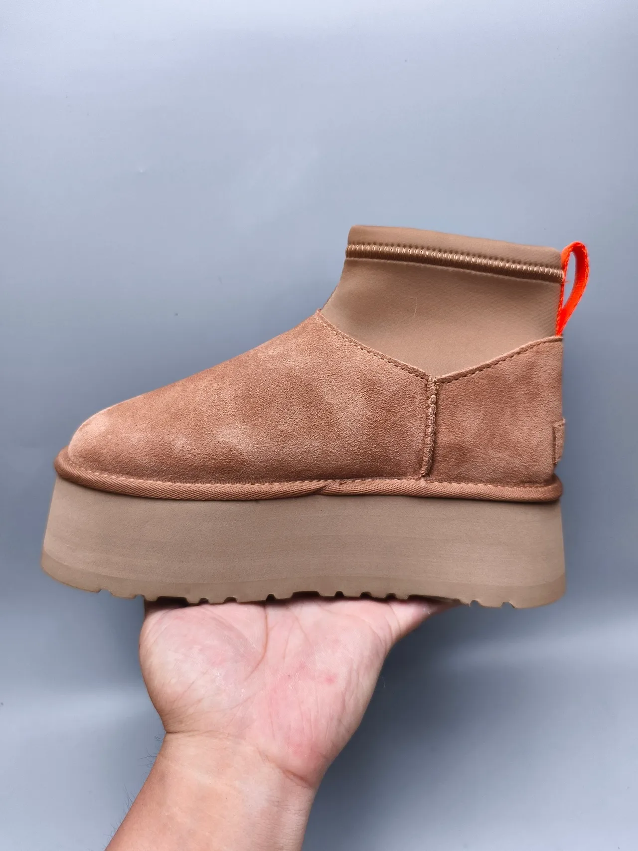 UGG Marron Orange Daim Supérieur Col Élastique Bottes de Neige 7