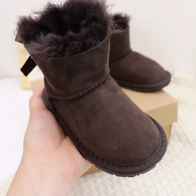 UGG Classic Mini Bow Botas de Nieve con Forro de Cordero Gris Carbón 22