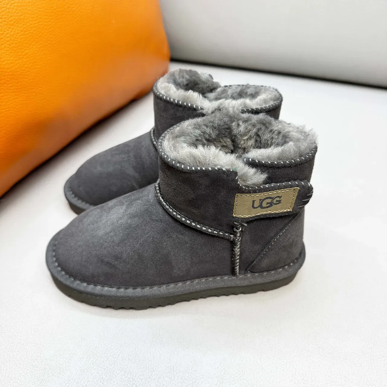 UGG Classic Mini Chestnut Suede Shearling-Lined Snow Boots 9