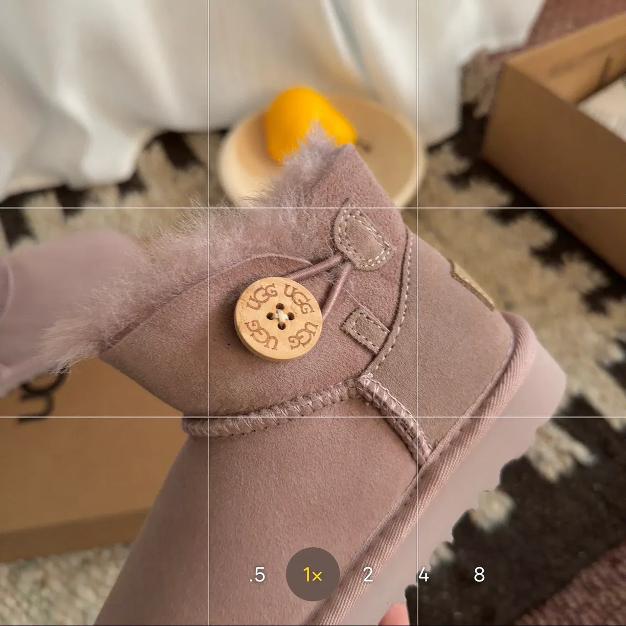 UGG Classic Mini 粉灰 Shearling-Lined 雪靴 5