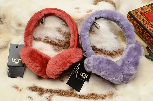 UGG Classic Red Purple Plush Shearling-Lined Rounded Ear Cups Beanie 3