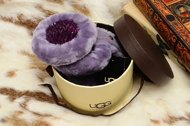 UGG Classic Red Purple Plush Shearling-Lined Rounded Ear Cups Beanie 4