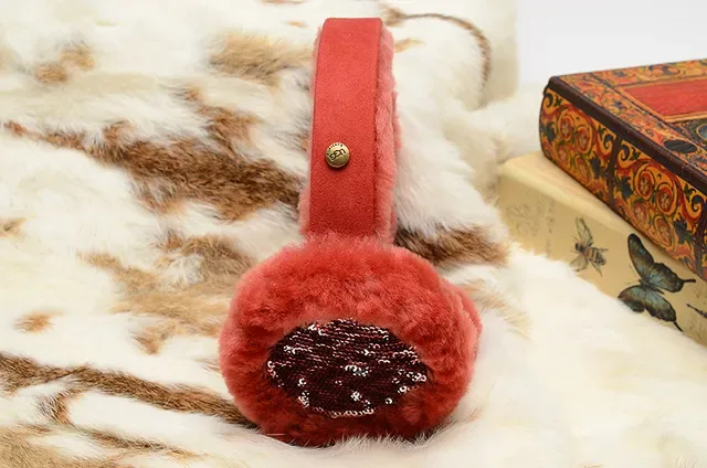 UGG Classic Red Purple Plush Shearling-Lined Rounded Ear Cups Beanie 13