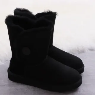 UGG Classic Short काले सuede शीयरलिंग लाइन वाली स्नो बूट्स