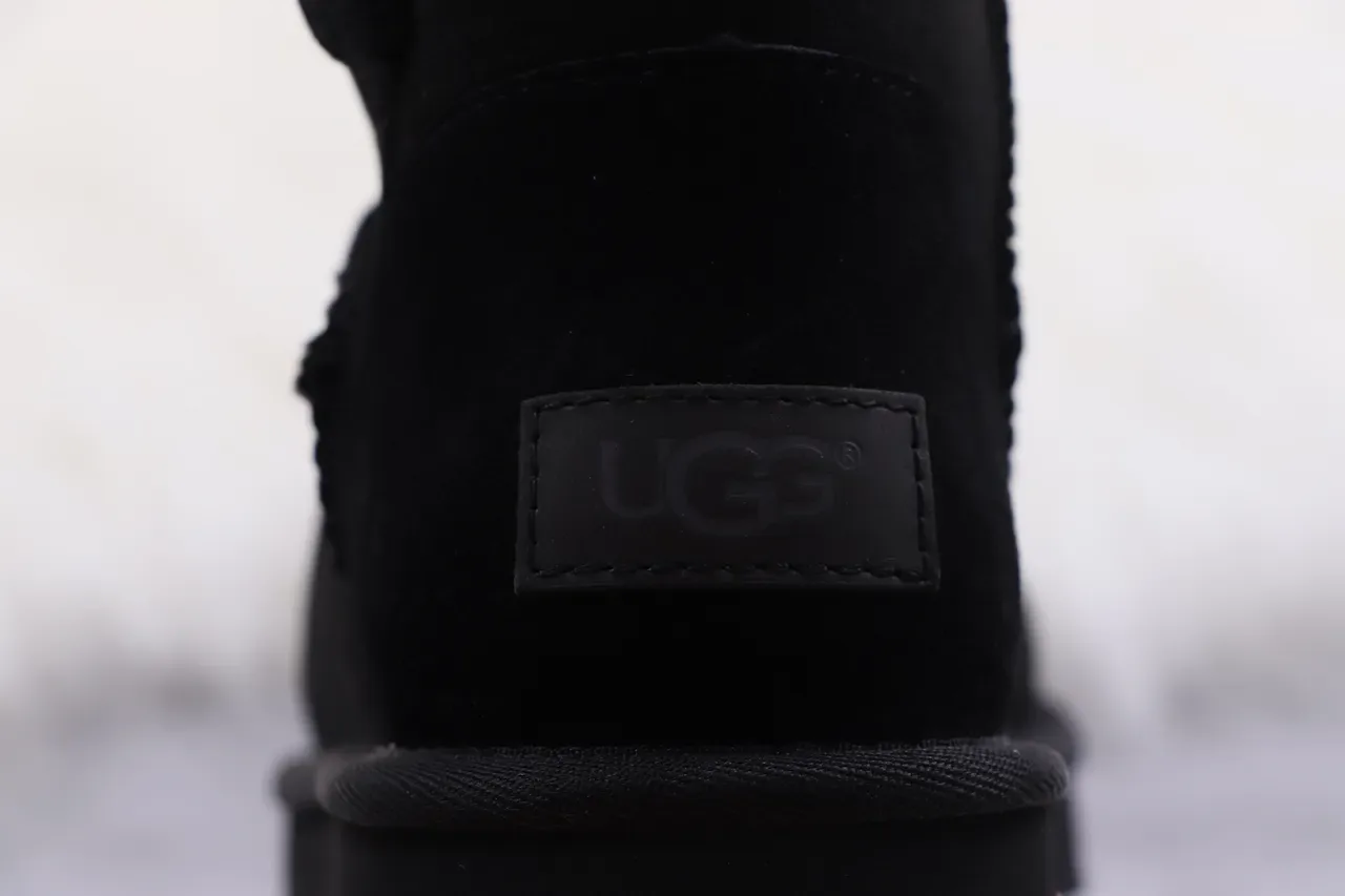 UGG Classic Short Black Suede Shearling-Lined Snow Boots 3