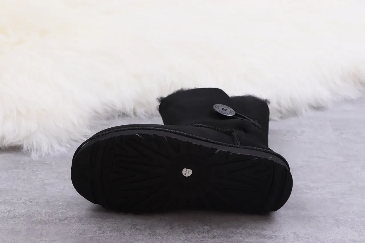 UGG Classic Short Black Suede Shearling-Lined Snow Boots 4