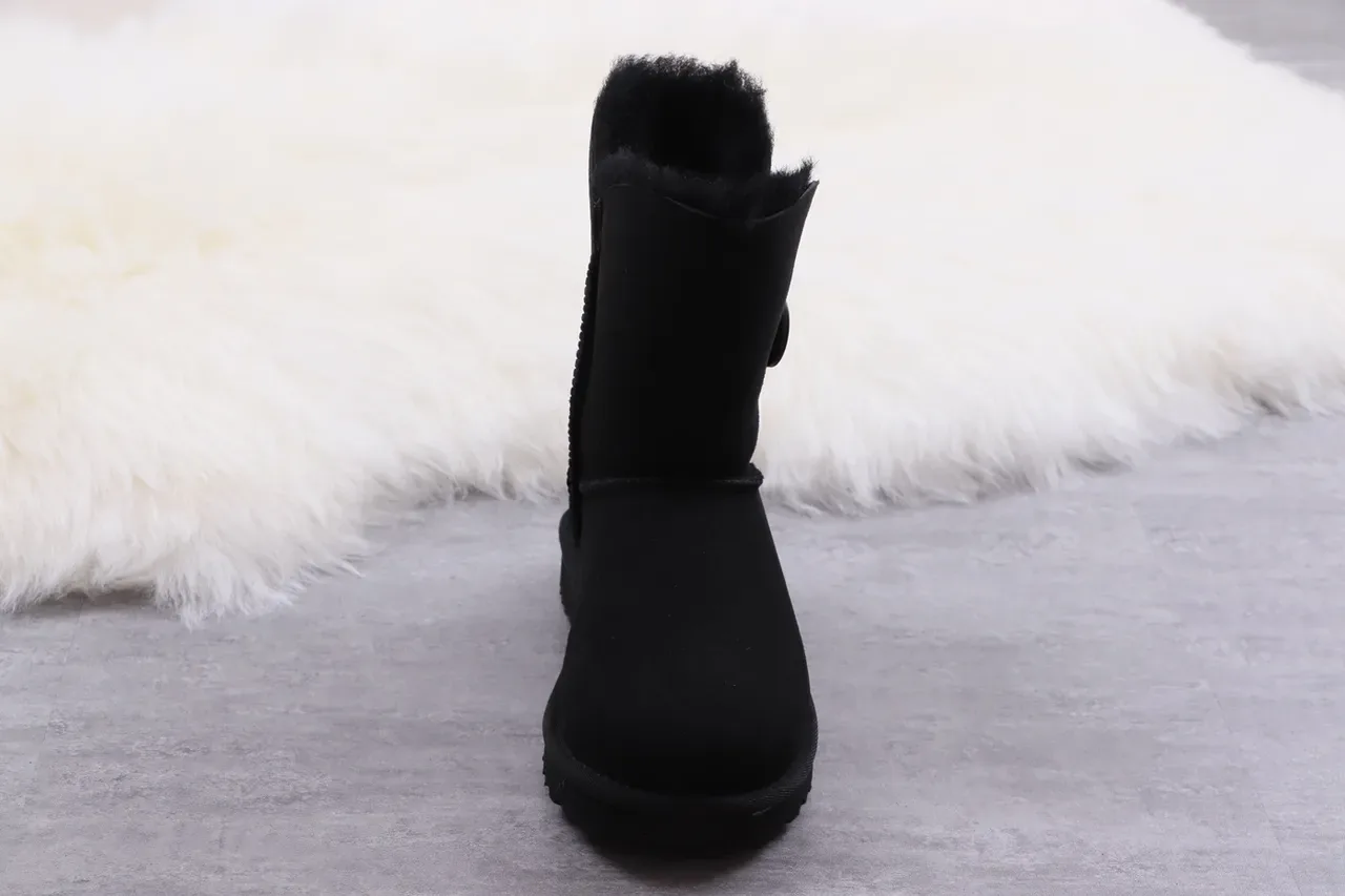 UGG Classic Short Black Suede Shearling-Lined Snow Boots 5