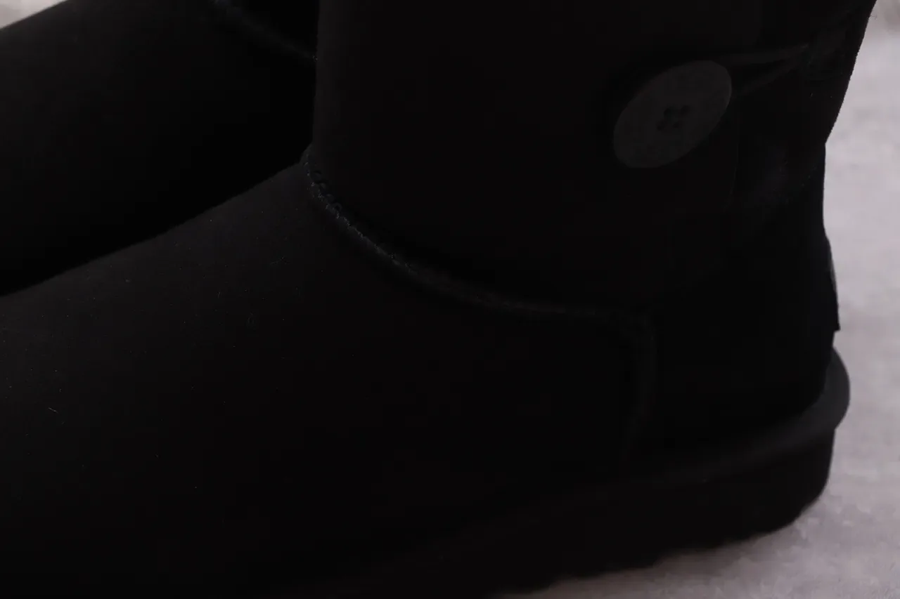 UGG Classic Short Black Suede Shearling-Lined Snow Boots 6