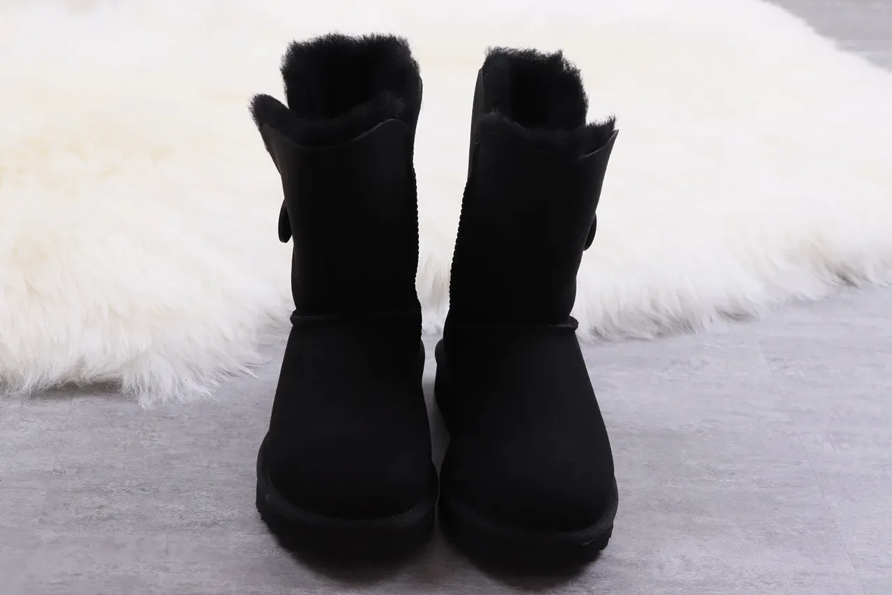 UGG Classic Short Black Suede Shearling-Lined Snow Boots 9