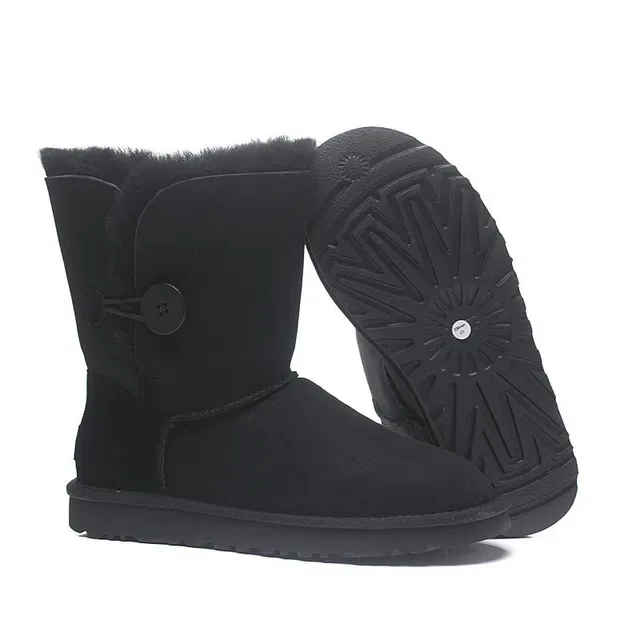 UGG Classic Short Black Suede Shearling-Lined Snow Boots 12