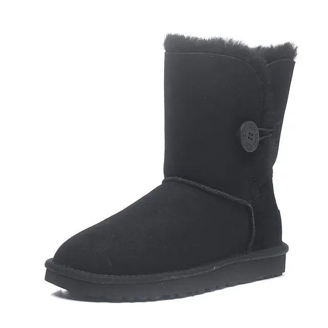 UGG Classic Short Black Suede Shearling-Lined Snow Boots 13