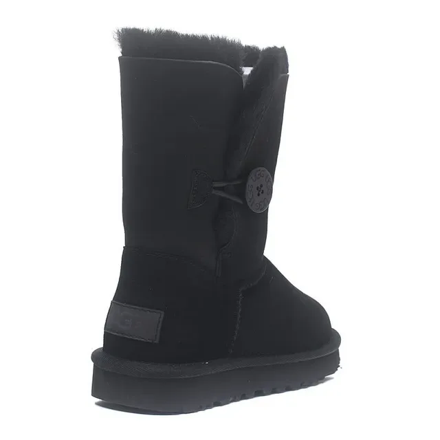 UGG Classic Short Black Suede Shearling-Lined Snow Boots 14